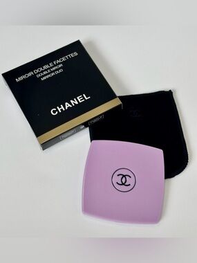 CHANEL Lavender Double Mirror Compact with Black Logo NWB